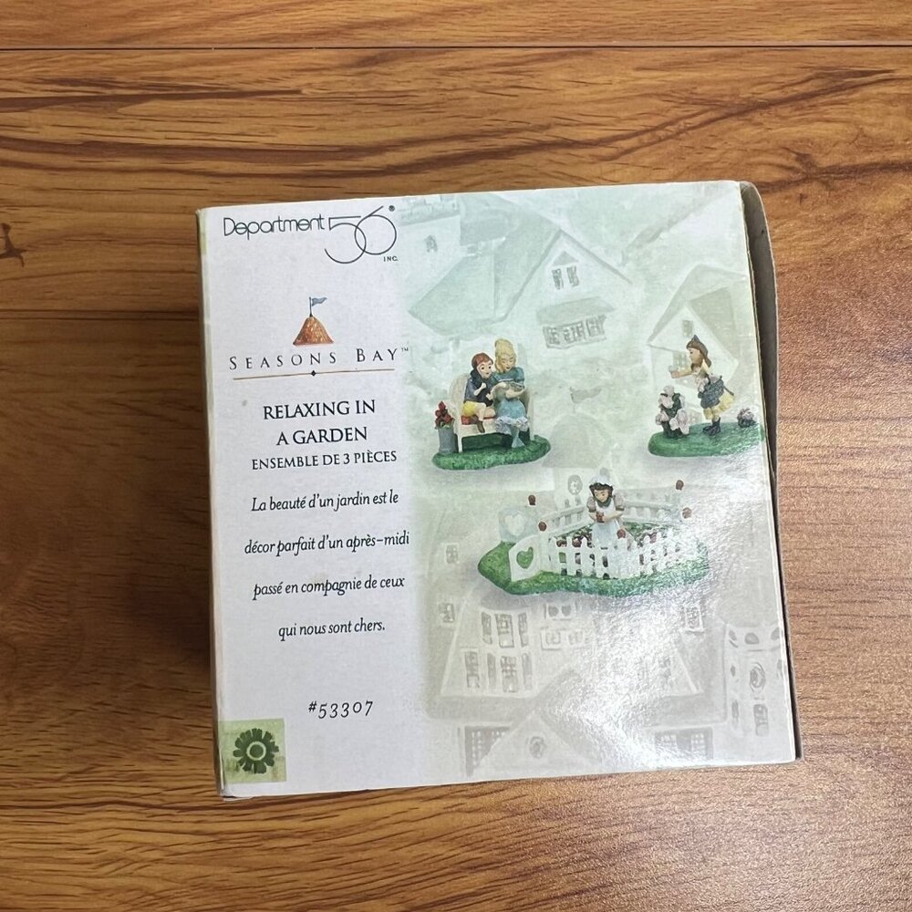 Dept 56 Seasons Bay Relaxing In A Garden 3 Pc Set